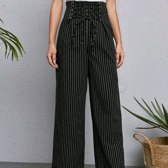 RemiAnn Pants - 🎉HP🎉 Lace Up Waist Striped Pants